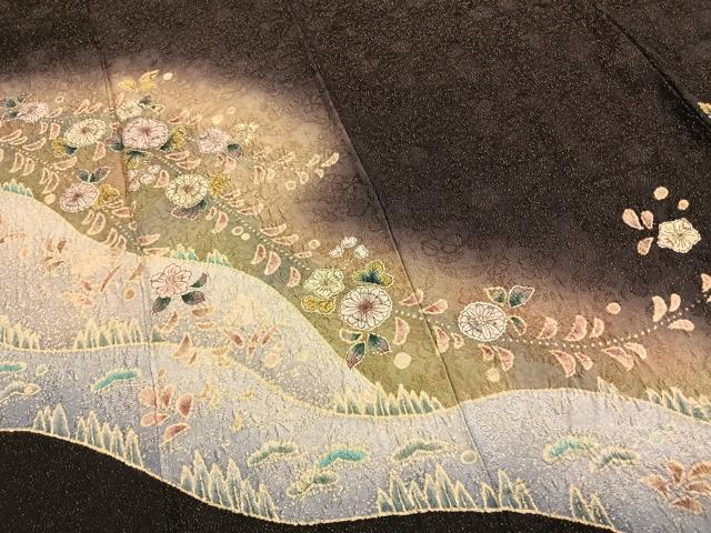 平和屋着物●伝統工芸士　寺谷昇　訪問着　辻が花　絞り　暈し染め　金通し地　正絹　逸品　未使用　AABH0801fy
