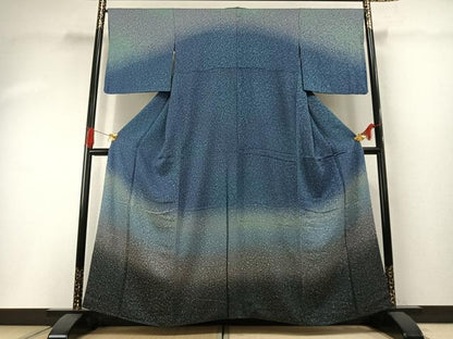 平和屋着物●訪問着　作家物　霞文　暈し染め　銀通し地　正絹　逸品　AABH0803fy