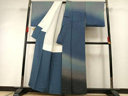 平和屋着物●訪問着　作家物　霞文　暈し染め　銀通し地　正絹　逸品　AABH0803fy