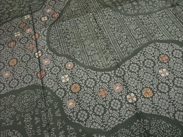 平和屋着物●本場大島紬　染大島　訪問着　吉祥花文　ロング丈　正絹　逸品　未使用　AABH0804fy