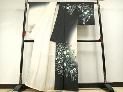 平和屋着物●螺鈿作家　甲斐泰造　訪問着　辻が花　暈し染め　銀通し地　正絹　逸品　AABH0805fy