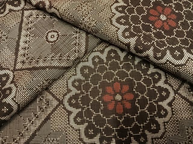 平和屋着物●本場大島紬　龍郷絣　正絹　逸品　AABH0806fy