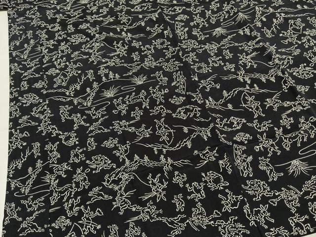 平和屋着物●長襦袢　無双仕立て　鳥獣戯画　洗える着物　未使用　AABH0809fy