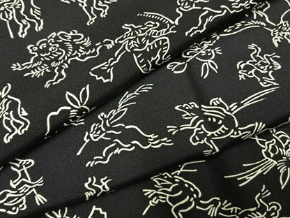 平和屋着物●長襦袢　無双仕立て　鳥獣戯画　洗える着物　未使用　AABH0809fy