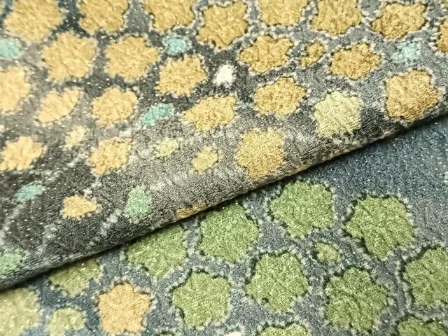 平和屋着物●上質な小紋　泥引染　舞花文　金通し地　反端付き　ロング丈　正絹　逸品　AABH0811fy
