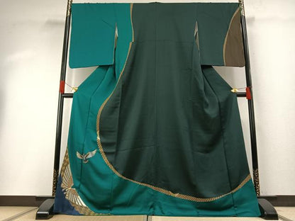 平和屋着物●螺鈿作家　甲斐泰造　訪問着　飛鳥文　金銀彩　ロング丈　正絹　逸品　AABH0813fy