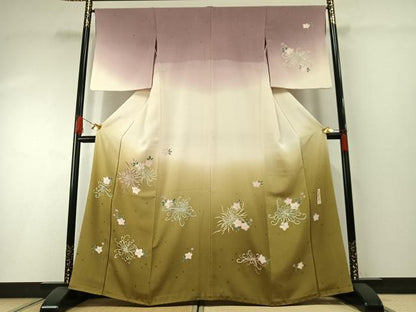 平和屋着物●世界的人形師　辻村寿三郎　ジュサブロー　訪問着　桜菊文　暈し染め　正絹　逸品　AABH0814fy
