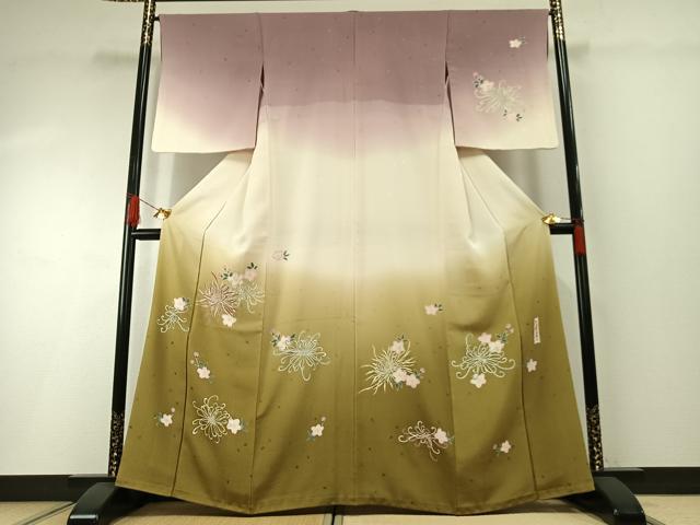 平和屋着物●世界的人形師　辻村寿三郎　ジュサブロー　訪問着　桜菊文　暈し染め　正絹　逸品　AABH0814fy
