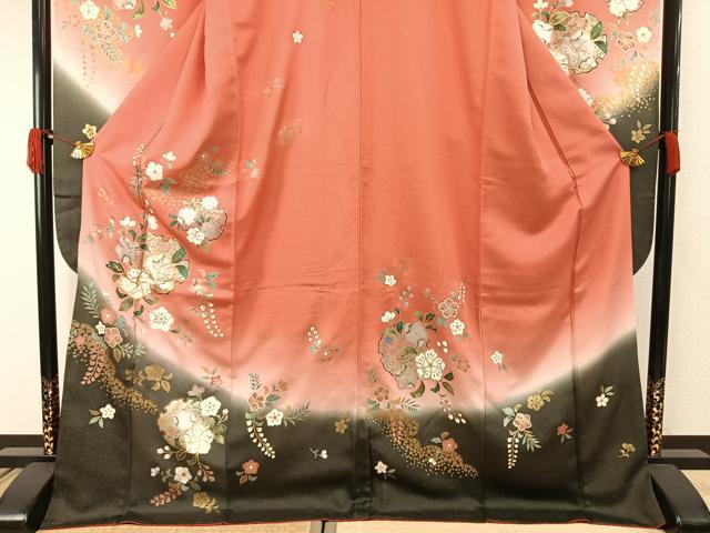 平和屋着物●豪華振袖　辻が花　雪輪文　暈し染め　金彩　銀通し地　ロング丈　正絹　逸品　AABH0817fy