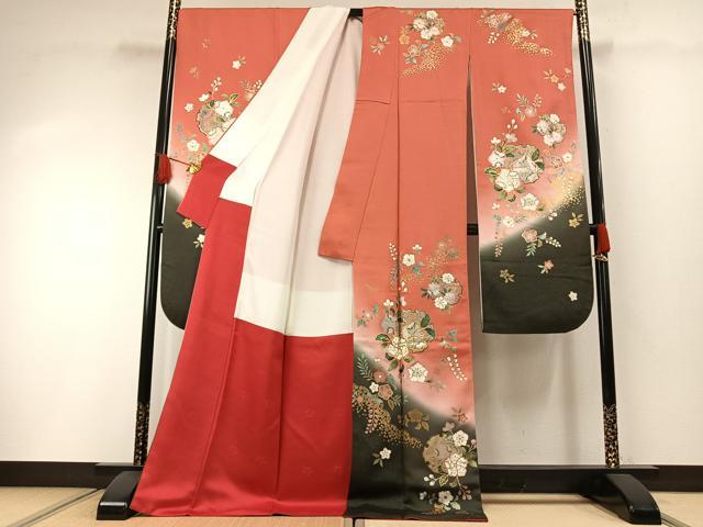 平和屋着物●豪華振袖　辻が花　雪輪文　暈し染め　金彩　銀通し地　ロング丈　正絹　逸品　AABH0817fy