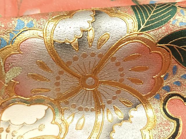 平和屋着物●豪華振袖　辻が花　雪輪文　暈し染め　金彩　銀通し地　ロング丈　正絹　逸品　AABH0817fy 平和屋着物○豪華振袖 辻が花 雪輪文 暈し染め 金彩 銀通し地