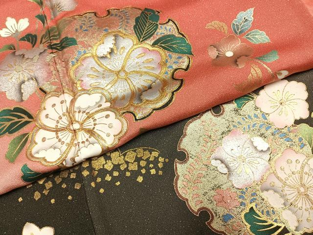 平和屋着物●豪華振袖　辻が花　雪輪文　暈し染め　金彩　銀通し地　ロング丈　正絹　逸品　AABH0817fy 平和屋着物○豪華振袖 辻が花 雪輪文 暈し染め 金彩 銀通し地