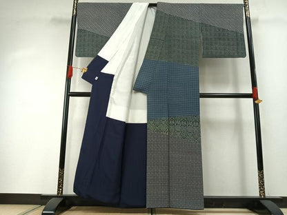 平和屋着物●藍香房　大澤石雄　訪問着　天然阿波藍　吉祥花鳥文　認定証・反端付き　正絹　逸品　AABH0818fy