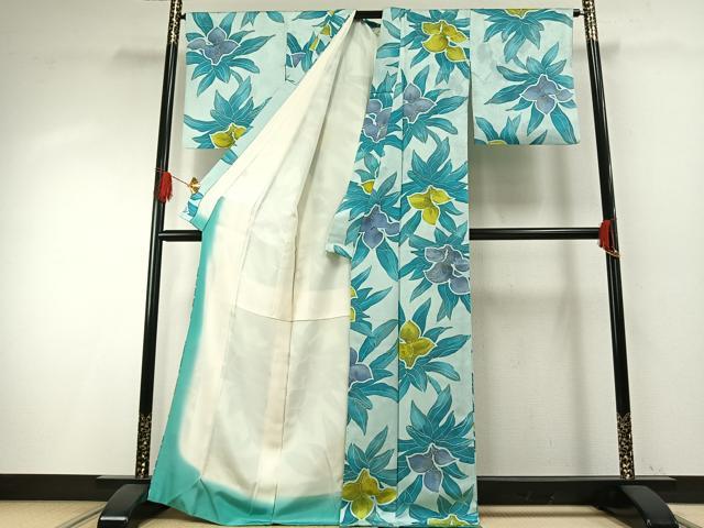 平和屋着物●上質な小紋　地紋起こし　草花文　金彩　正絹　逸品　AABH0819fy