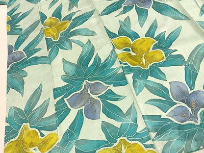 平和屋着物●上質な小紋　地紋起こし　草花文　金彩　正絹　逸品　AABH0819fy