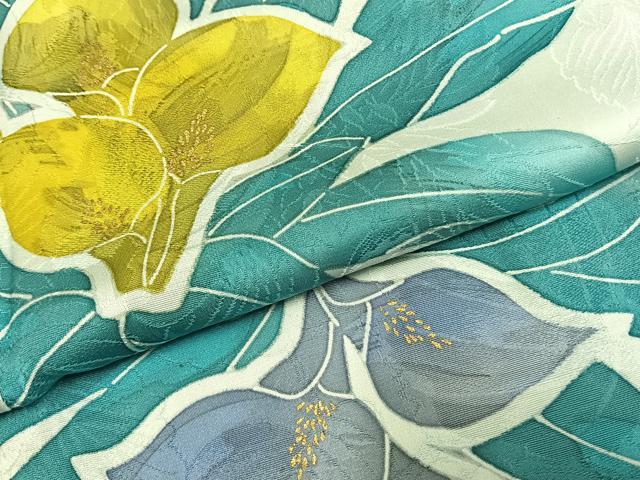 平和屋着物●上質な小紋　地紋起こし　草花文　金彩　正絹　逸品　AABH0819fy