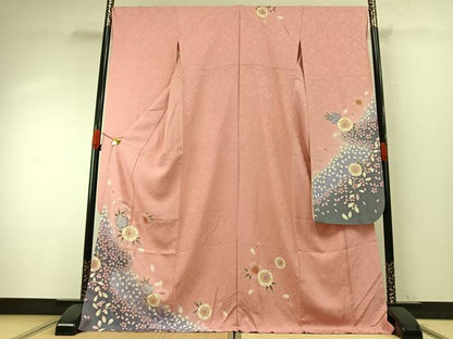 平和屋着物●豪華振袖　舞桜文　暈し染め　金彩　ロング丈　正絹　逸品　AABH0821fy