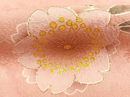 平和屋着物●豪華振袖　舞桜文　暈し染め　金彩　ロング丈　正絹　逸品　AABH0821fy