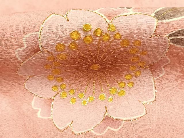 平和屋着物●豪華振袖　舞桜文　暈し染め　金彩　ロング丈　正絹　逸品　AABH0821fy