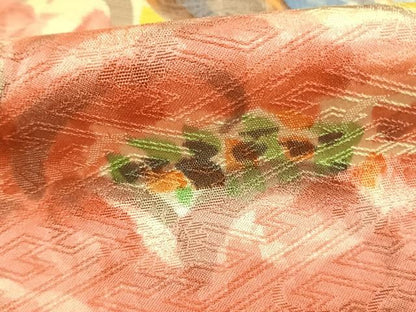 平和屋着物●上質な小紋　手描き　草花文　正絹　逸品　AABH0822fy