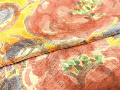 平和屋着物●上質な小紋　手描き　草花文　正絹　逸品　AABH0822fy
