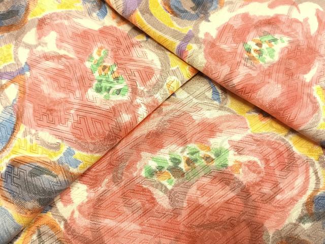平和屋着物○上質な小紋 手描き 草花文 正絹 逸品 AABH0822fy