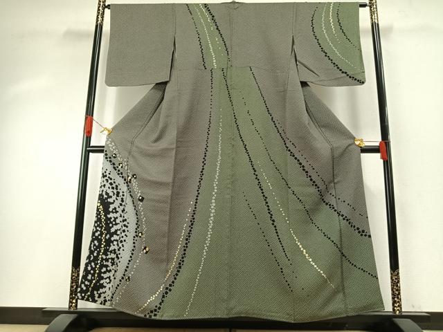 平和屋着物●訪問着　駒刺繍　流水鹿の子文　金彩　正絹　逸品　AABH0824fy