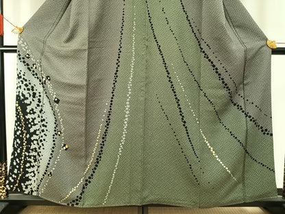 平和屋着物●訪問着　駒刺繍　流水鹿の子文　金彩　正絹　逸品　AABH0824fy