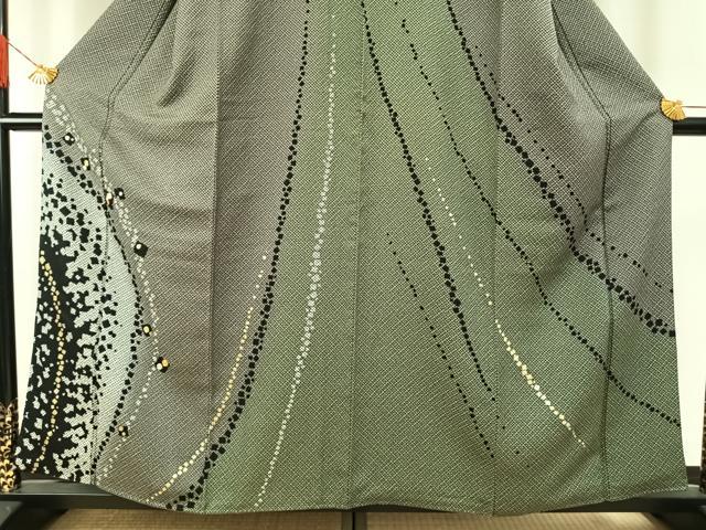 平和屋着物●訪問着　駒刺繍　流水鹿の子文　金彩　正絹　逸品　AABH0824fy
