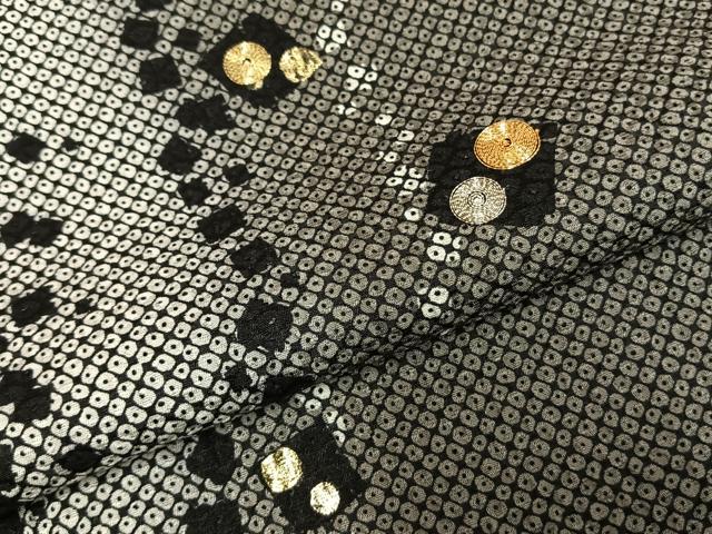 平和屋着物●訪問着　駒刺繍　流水鹿の子文　金彩　正絹　逸品　AABH0824fy