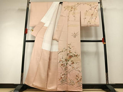 平和屋着物●訪問着　草花文　金彩　正絹　逸品　AABH0825fy