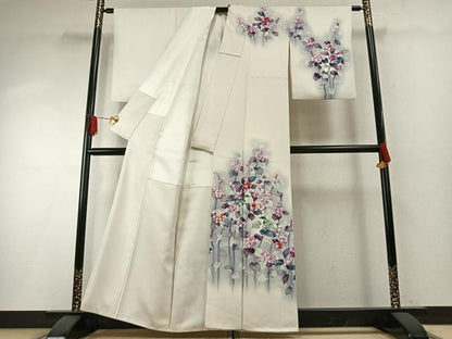 平和屋着物●訪問着　作家物　手描き　花鳥文　暈し染め　正絹　逸品　AABH0826fy