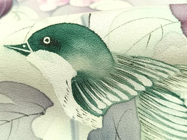 平和屋着物●訪問着　作家物　手描き　花鳥文　暈し染め　正絹　逸品　AABH0826fy