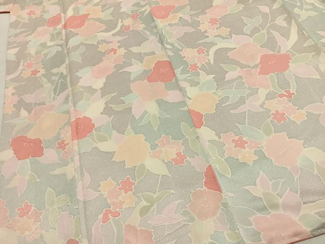 平和屋着物●上質な小紋　地紋起こし　草花文　正絹　逸品　AABH0827fy