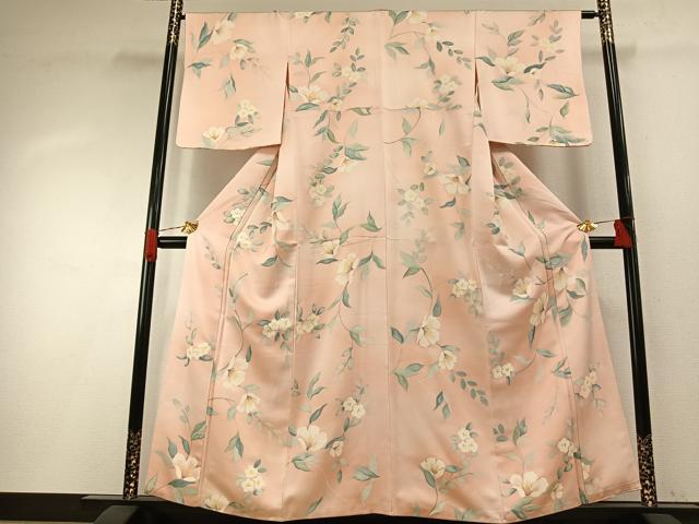 平和屋着物●上質な小紋　手描き　草花文　暈し染め　正絹　逸品　AABH0828fy