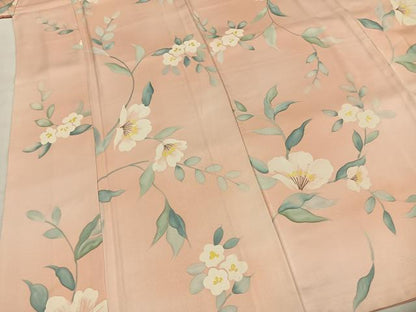 平和屋着物●上質な小紋　手描き　草花文　暈し染め　正絹　逸品　AABH0828fy