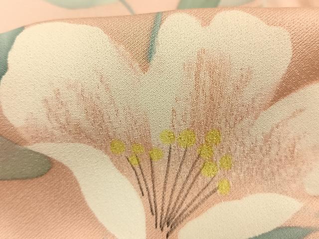 平和屋着物●上質な小紋　手描き　草花文　暈し染め　正絹　逸品　AABH0828fy