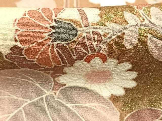 平和屋着物●訪問着　友禅　草花文　金彩　正絹　逸品　AABH0831fy