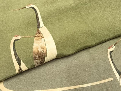 平和屋着物●蓑虫工芸作家　田尾笛秋　訪問着　鶴　暈し染め　正絹　逸品　未使用　AABH0832fy