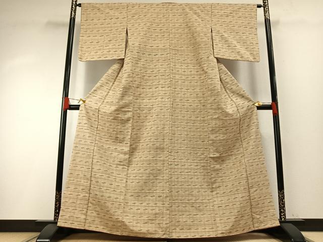 平和屋着物●上質な紬　格子　正絹　逸品　AABH0833fy