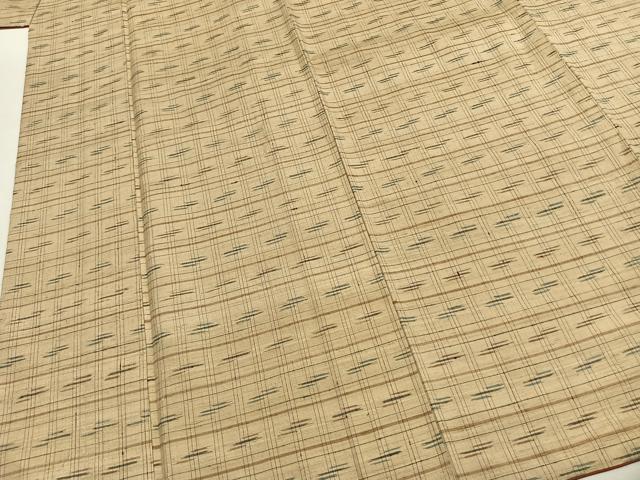平和屋着物●上質な紬　格子　正絹　逸品　AABH0833fy