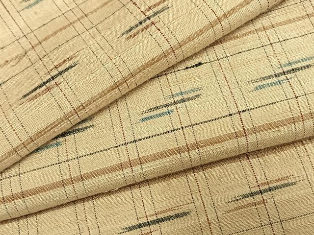 平和屋着物●上質な紬　格子　正絹　逸品　AABH0833fy