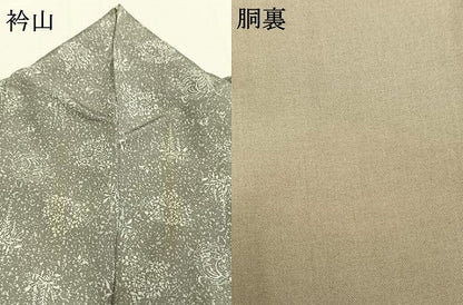 平和屋着物●上質な小紋　紬地　草花文　正絹　逸品　AABH0835fy