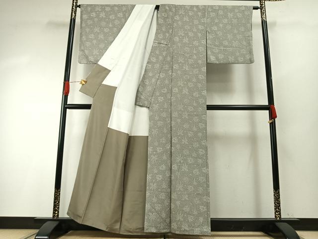平和屋着物○上質な小紋 紬地 草花文 正絹 逸品 AABH0835fy