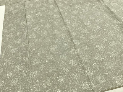 平和屋着物●上質な小紋　紬地　草花文　正絹　逸品　AABH0835fy