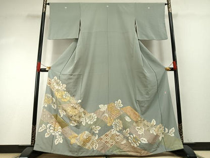 平和屋着物●西彩苑　色留袖　駒刺繍　草花文　金彩　高島屋扱い　正絹　逸品　AABH0837fy