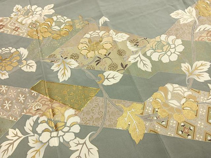 平和屋着物●西彩苑　色留袖　駒刺繍　草花文　金彩　高島屋扱い　正絹　逸品　AABH0837fy
