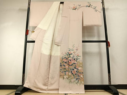 平和屋着物●訪問着　友禅　作家物　枝花文　暈し染め　金彩　正絹　逸品　AABH0840fy