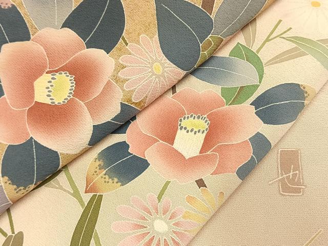 平和屋着物●訪問着　友禅　作家物　枝花文　暈し染め　金彩　正絹　逸品　AABH0840fy