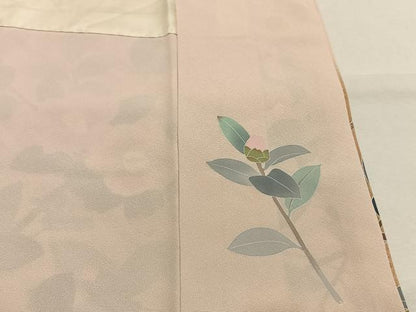 平和屋着物●訪問着　友禅　作家物　枝花文　暈し染め　金彩　正絹　逸品　AABH0840fy